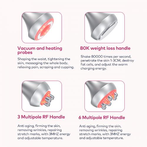 SQ176A Basic, 80K Cavitation 4in1 Body Sculpt Machine | Tripolar & 6-Pole RF Negative Pressure Massage, Skin Rejuvenation Lifting Toning Body Shaping Device for Home Spa, US Plug