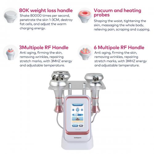 SQ176A Basic, 80K Cavitation 4in1 Body Sculpt Machine | Tripolar & 6-Pole RF Negative Pressure Massage, Skin Rejuvenation Lifting Toning Body Shaping Device for Home Spa, US Plug