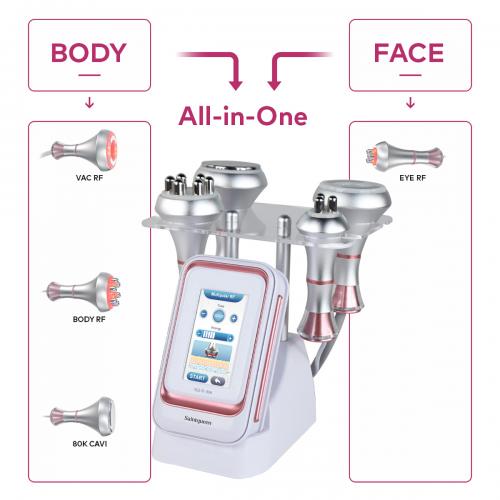 SQ176A Basic, 80K Cavitation 4in1 Body Sculpt Machine | Tripolar & 6-Pole RF Negative Pressure Massage, Skin Rejuvenation Lifting Toning Body Shaping Device for Home Spa, US Plug