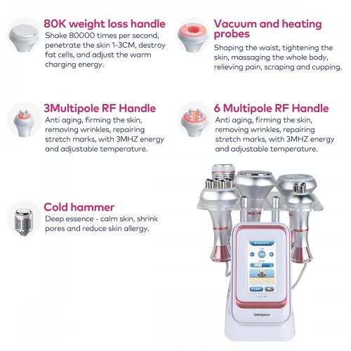 SQ176B Pro, 5in1 80K Cavitation  Machine, Multi-Polar RF Skin Firming Facial Lifting Vacuum Massage Cold Therapy Body Contouring Beauty Device for Home & Professional Salon Use, US Plug