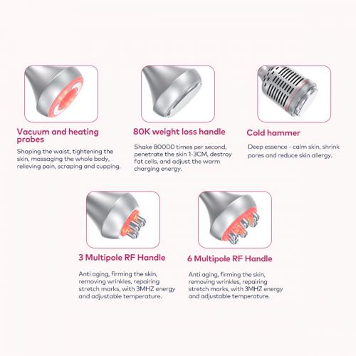 SQ176B Pro, 5in1 80K Cavitation  Machine, Multi-Polar RF Skin Firming Facial Lifting Vacuum Massage Cold Therapy Body Contouring Beauty Device for Home & Professional Salon Use, US Plug