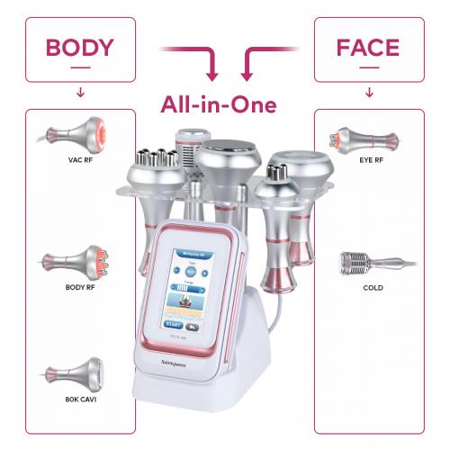 SQ176B Pro, 5in1 80K Cavitation  Machine, Multi-Polar RF Skin Firming Facial Lifting Vacuum Massage Cold Therapy Body Contouring Beauty Device for Home & Professional Salon Use, US Plug