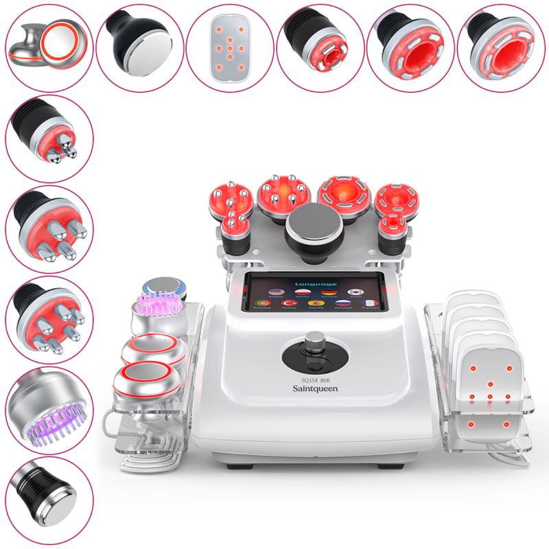 SQ154A Max, 11in1 80K Ultrasonic Cavitation Machine with Laser Board, RF Vacuum EMS Cold Hammer BIO-LED Multifunctional Body Sculpting Skin Tightening, US Plug