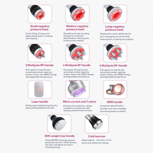 SQ154A Max, 11in1 80K Ultrasonic Cavitation Machine with Laser Board, RF Vacuum EMS Cold Hammer BIO-LED Multifunctional Body Sculpting Skin Tightening, US Plug