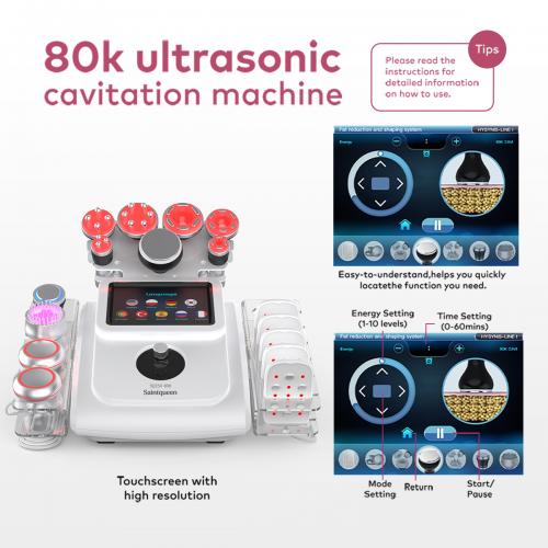 SQ154B Max, 11in1 80K  Machine, Multi-Pole RF Vacuum Negative Pressure EMS Laser BIO&LED Cold Head, Skin Firming Body Shaping Anti-Aging Skin Lifting, US Plug