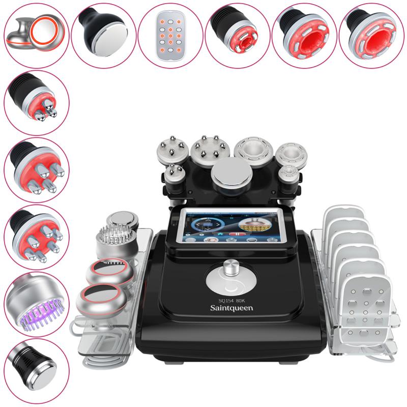 SQ154D Max, 11in1 80K Cavitation RF Vacuum Beauty Machine with Laser EMS Microcurrent Pads Professional Body & Facial Shaping Skin Lifting, US Plug