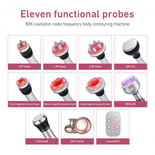 SQ126B Max, 11in1 80K Cavitation Machine Multifunctional RF Vacuum Cold Head Laser BIO-LED EMS Pads Body Sculpting Skin Lifting Beauty Device for Salon Home Use, US Plug