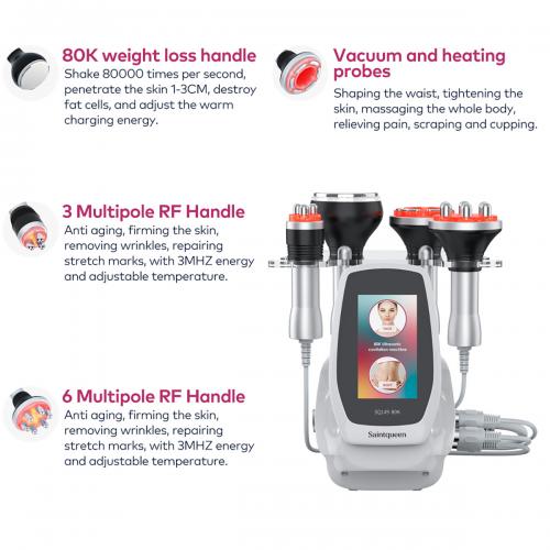 SQ149 Basic, 4in1 80K Body Sculpting Machine, Multipolar RF Skin Tightening & Negative Pressure Massage Body Contouring Device for Home Salon Use, US Plug