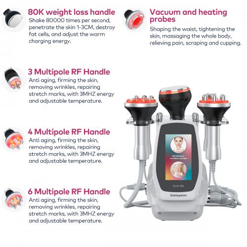 SQ149 Pro, 5in1 80K Body Sculpting Machine, Multi-Polar RF Skin Tightening Negative Pressure Massage Body Shaping Device, US Plug
