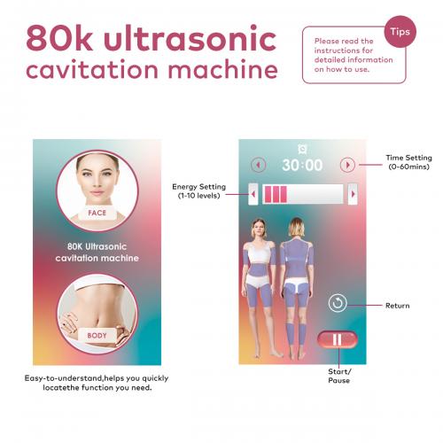 SQ149 Pro 6in1 80K Ultrasonic Cavitation Body Sculpting Machine, Multi-polar RF Skin Lifting, Vacuum Massage & EMS Body Contouring Device for Body Shaping Facial Tightening, US Plug