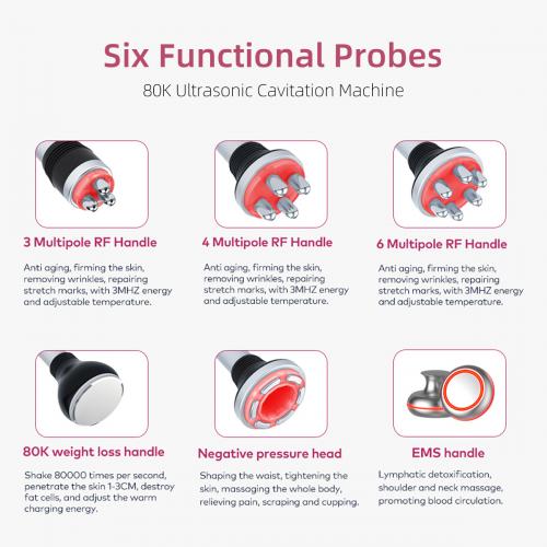 SQ149 Pro 6in1 80K Ultrasonic Cavitation Body Sculpting Machine, Multi-polar RF Skin Lifting, Vacuum Massage & EMS Body Contouring Device for Body Shaping Facial Tightening, US Plug