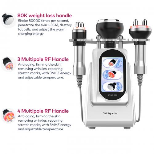 SQ148 Basic, 3in1 80K Body  Machine, 3-Pole & 4-Pole RF for Skin Lifting Firming Body Shaping Toning Anti-Wrinkle, US Plug