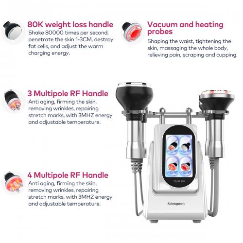 SQ148A Basic, 4in1 80K Body  Machine | RF Radio Frequency Skin Tightening Negative Pressure Massage Body & Face Shaping, US Plug