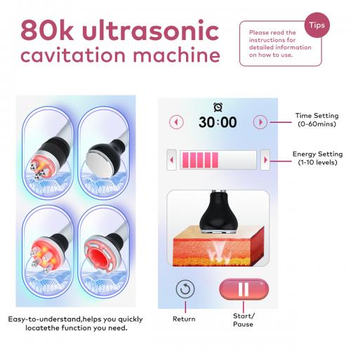 SQ148A Basic, 4in1 80K Body  Machine | RF Radio Frequency Skin Tightening Negative Pressure Massage Body & Face Shaping, US Plug