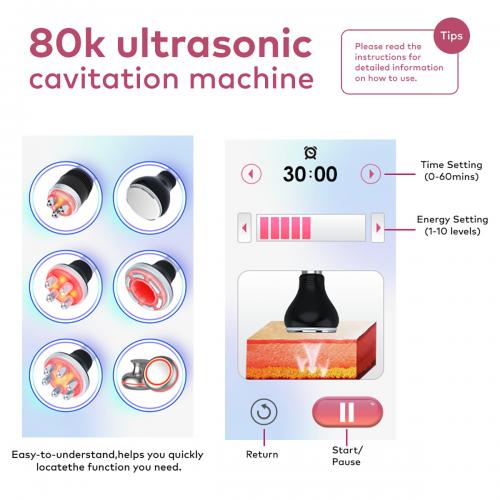 SQ148B Pro, 6in1 80K Cavitation Machine, Multipolar RF EMS Negative Pressure Body Sculpting Machine, Skin Lifting Tightening for Face & Body, US Plug
