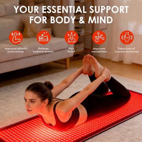 SQ190 Red Light Therapy Pad, 1344 LEDs Near-Infrared Light Therapy Mat 620-625nm 520-525nm 465-470nm 845-850nm Multi-Color Light Therapy Device, US Plug