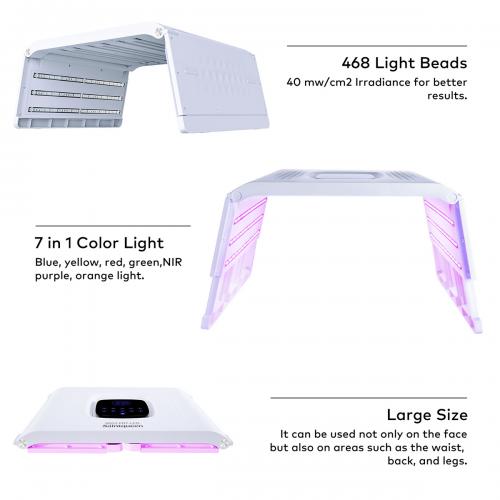 SQ22 Foldable Mini Space Capsule Full-Body, 7-Color 468 Beads LED Light Therapy Machine Light NIR Phototherapy Skin Rejuvenation with Time Temp Brightness Control, US Plug