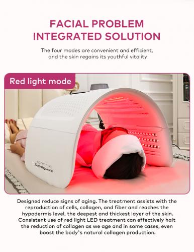 SQ7 LED Spectrometer Whitening Light Cabin TKC-2020DR, 360 Beads Red Blue Green Yellow 4-Colors Phototherapy Skin Rejuvenation Beauty Device with Time & Temperature Control, US Plug