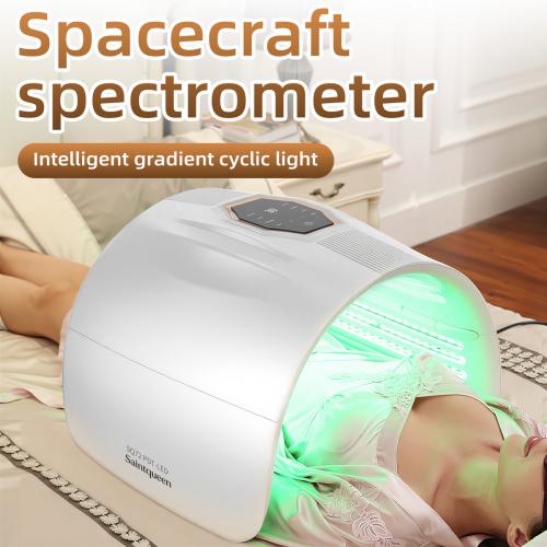 SQ72 Full Body Capsule Spectrometer LED Phototherapy Machine, 360 Beads 4-Color Red Blue Green Yellow, 40-75℃ Adjustable, Auto-Cycle Flash, Time Temp Control, US Plug