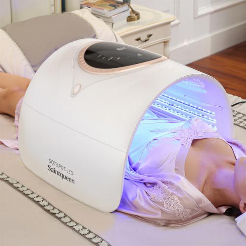SQ73 Photodynamic Capsule Spectrometer, 360 Beads LED Light Therapy Machine, Red Blue Green Yellow 4-Color Photon Skin Rejuvenation Device With Hot Compress, US Plug