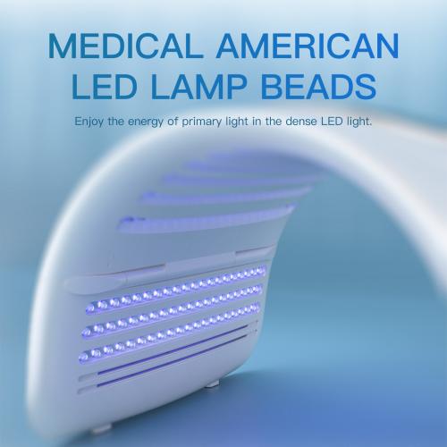 SQ73 Photodynamic Capsule Spectrometer, 360 Beads LED Light Therapy Machine, Red Blue Green Yellow 4-Color Photon Skin Rejuvenation Device With Hot Compress, US Plug