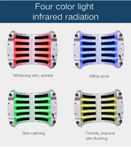 SQ3 4 Color Light Therapy Machine, PDT-2128DR RYGB LED Photon Facial Beauty Device with FIR Heating for Salon Home Skin Rejuvenation Care, US Plug