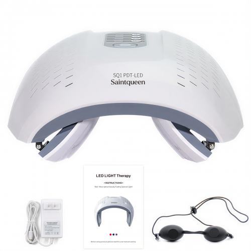 SQ1 LED Light Therapy Machine, 4-Color Red Blue Infrared Photon Device 292 Beads, Foldable PDT Facial Skin Beauty Machine for Skin Rejuvenation Acne Care, US Plug