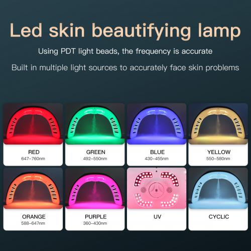 SQ77 184 Beads 7-Color LED Light Therapy Machine, EMS Microcurrent, Hot Compress, Nano Ultrasonic Spray & UV Light, US Plug