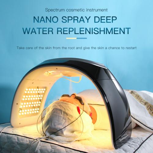 SQ77 184 Beads 7-Color LED Light Therapy Machine, EMS Microcurrent, Hot Compress, Nano Ultrasonic Spray & UV Light, US Plug