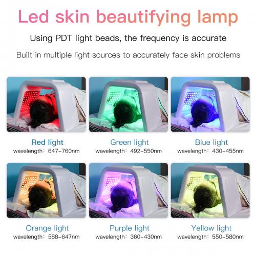 SQ75 170 Beads PDT Photon Therapy Machine,7-Color LED Light Skin Care Spectrometer Built-in Ultrasonic Nano Steam Mist for Face & Whole Body, US Plug