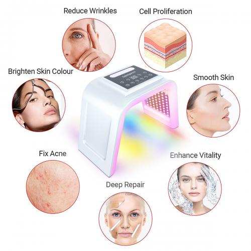 SQ75 170 Beads PDT Photon Therapy Machine,7-Color LED Light Skin Care Spectrometer Built-in Ultrasonic Nano Steam Mist for Face & Whole Body, US Plug