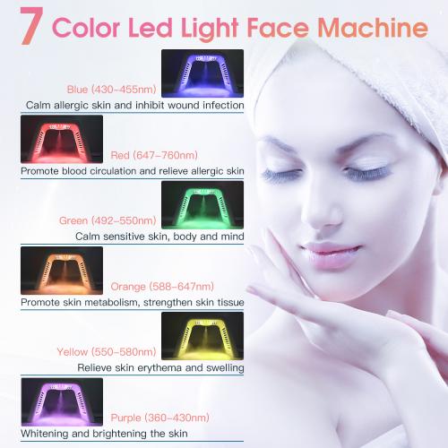SQ75 170 Beads PDT Photon Therapy Machine,7-Color LED Light Skin Care Spectrometer Built-in Ultrasonic Nano Steam Mist for Face & Whole Body, US Plug