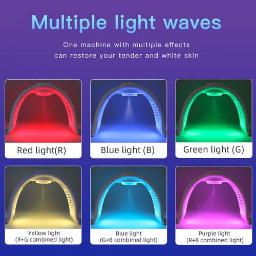 SQ97 LED Phototherapy Machine, 170 Beads 7-color , Red Blue Green Yellow Cyan Purple Near-Infrared, Nano Ultrasonic Fine Spray, US Plug