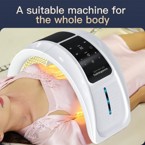 SQ93 PDT Light Therapy Machine 182 LED Beads 7-Color Red Blue Yellow Green Purple Orange Photon Lamp Facial Body Skin Rejuvenation Anti-Aging Acne Care, US Plug