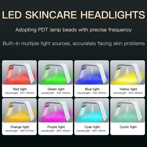 SQ125 7-Color PDT LED Light Therapy Spectrometer, 117 LED Beads Facial Skin Care Beauty Folding Machine with Ultrasonic Nano Spray & Hot Compress, US Plug