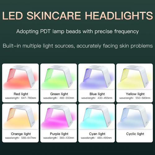 SQ132 7-Color Folding LED Spectrometer, 147 Beads Photon Light Therapy Device, 8 Light Modes Skin Rejuvenation Beauty Machine, US Plug