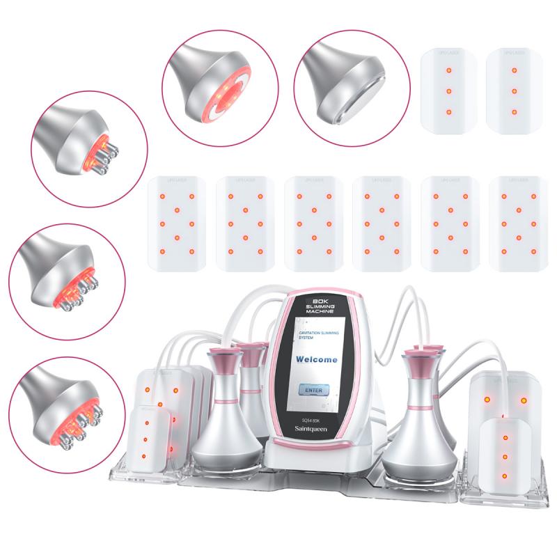 SQ54 Pro, 6in1 80K Cavitation  Machine, Multifunctional RF Body Sculpting Lipo Laser Vacuum Massage Device for Body Shaping Skin Tightening Anti-Aging Facial Lifting, US Plug