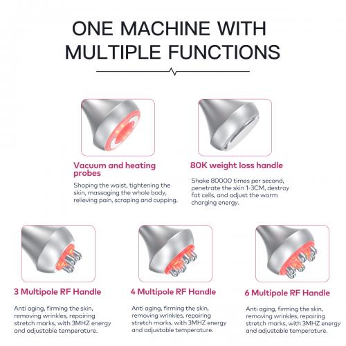 SQ52 Pro, 5in1 80K Ultrasonic Cavitation  System, Multi-Polar RF Vacuum Massage Machine, Body Contouring Lymph Drainage Skin Firming Anti-Aging for Face Neck Body, US Plug
