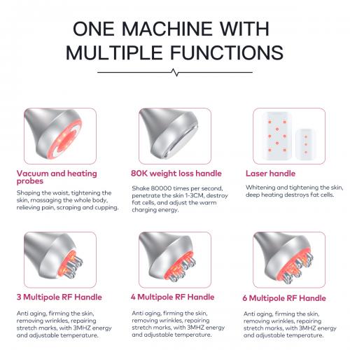 SQ52 Pro, 6in1 80K Cavitation  Machine, Multi-Polar RF Vacuum Lipo Laser Body Sculpting Skin Tightening Beauty Device for Home & Salon Use, US Plug