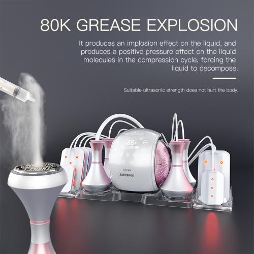 SQ52 Pro, 6in1 80K Cavitation  Machine, Multi-Polar RF Vacuum Lipo Laser Body Sculpting Skin Tightening Beauty Device for Home & Salon Use, US Plug