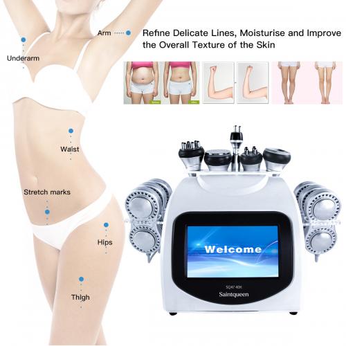 SQ47B Pro, 6in1 40K Cavitation Body Sculpting Device, Multi-Polar RF Vacuum EMS Laser for Body Contouring, Skin Smoothing & Face Skin Firming, US Plug