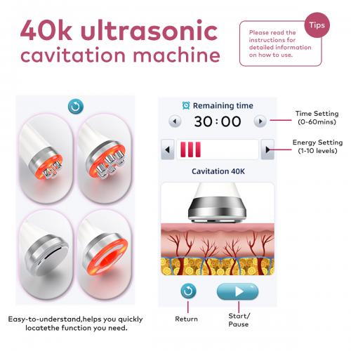 SQ169 Basic, 4in1 Home 40K Cavitation Body Sculpting Machine Multi-Polar RF Vacuum Massage Skin Firming Contouring Beauty Tool for Face Body, US Plug