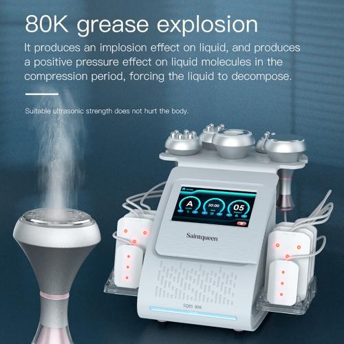 SQ85C Pro, 6in1 80K Ultrasonic Cavitation Machine Lipo Laser Multi-Pole RF Vacuum Massage Body Sculpting Skin Tightening  Machine for Salon & Home Use, US Plug