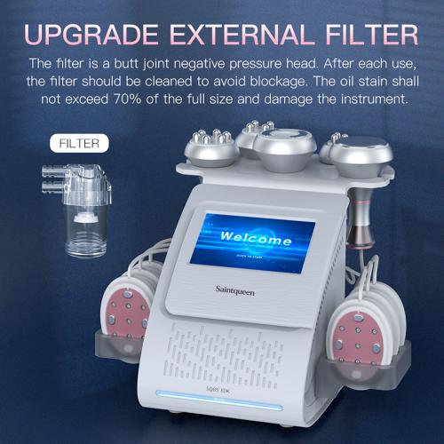 SQ85B Pro, 6in1 80K Ultrasonic Cavitation Machine, Multi-Polar RF Vacuum Massage Laser EMS Pads Body Sculpting Device, Skin Tightening & Facial Lifting Beauty Equipment, US Plug