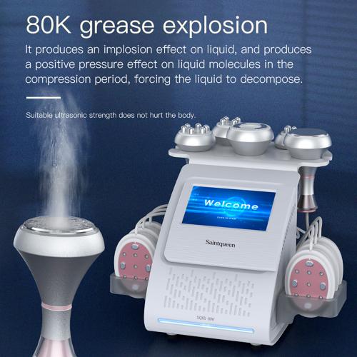 SQ85B Pro, 6in1 80K Ultrasonic Cavitation Machine, Multi-Polar RF Vacuum Massage Laser EMS Pads Body Sculpting Device, Skin Tightening & Facial Lifting Beauty Equipment, US Plug