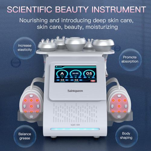 SQ85B Pro, 6in1 80K Ultrasonic Cavitation Machine, Multi-Polar RF Vacuum Massage Laser EMS Pads Body Sculpting Device, Skin Tightening & Facial Lifting Beauty Equipment, US Plug