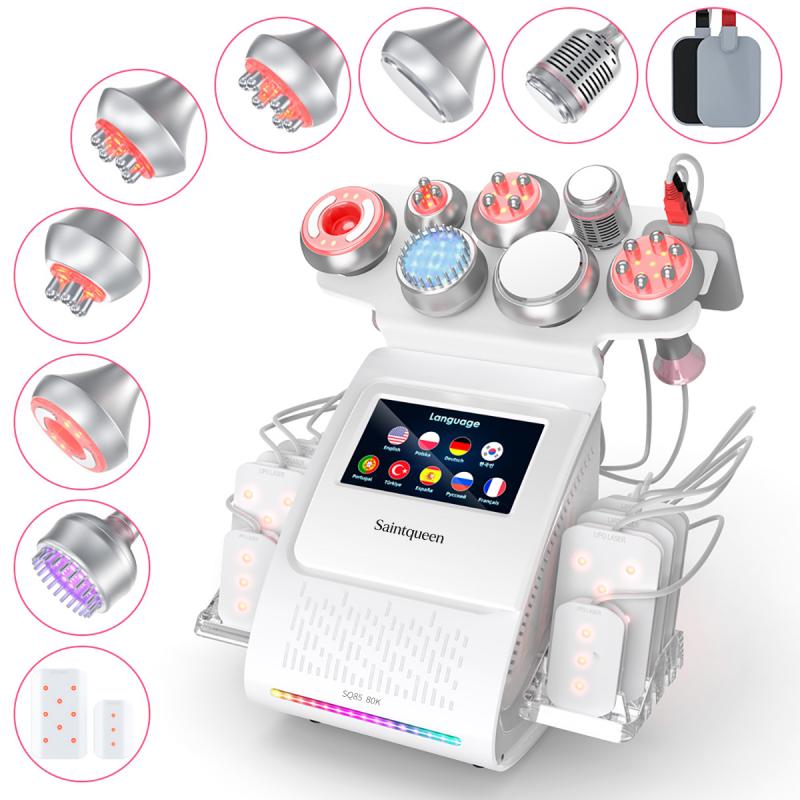 SQ85D Plus, 9in1 80K Ultrasonic Cavitation Machine, Multi-Pole RF Vacuum Lipo Laser Cold Hammer EMS Microcurrent Body Sculpting Skin Tightening Beauty Equipment, US Plug
