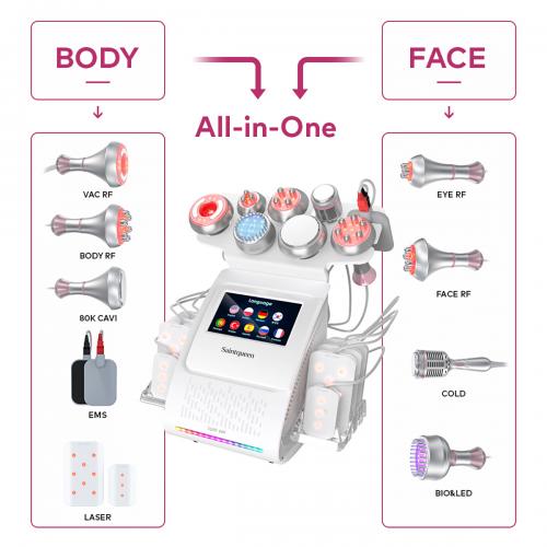 SQ85D Plus, 9in1 80K Ultrasonic Cavitation Machine, Multi-Pole RF Vacuum Lipo Laser Cold Hammer EMS Microcurrent Body Sculpting Skin Tightening Beauty Equipment, US Plug