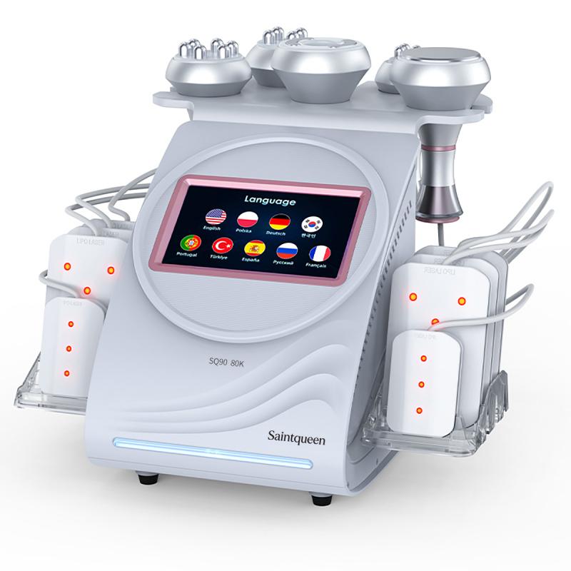 SQ90C Pro, 6in1 80K Cavitation  Machine | Multi-Pole RF Skin Tightening, Vacuum Massage & Lipo Laser Body Contouring System, Facial Lifting Body Shaping Beauty Machine, US Plug