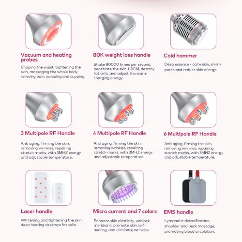 SQ90D Plus, 9in1 80K Ultrasonic Cavitation Machine | Multi-Polar RF Vacuum Lipo Laser Cold Hammer Meridian Brush Microcurrent Pad | Body Sculpting Skin Tightening Skin Smoothing, US Plug